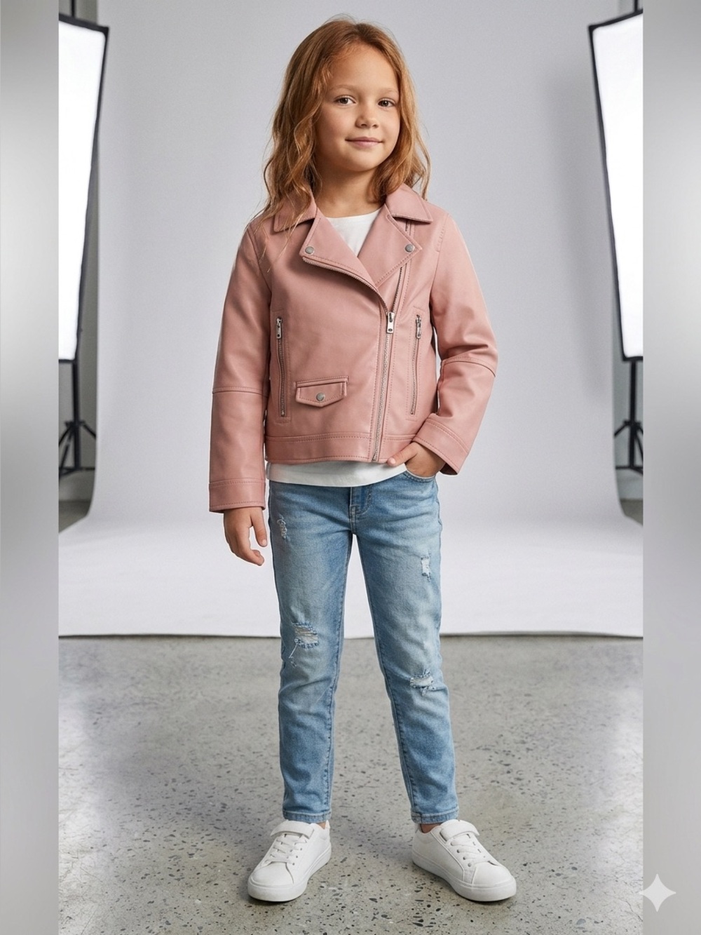 NWOT Zara girl faux leather biker jacket